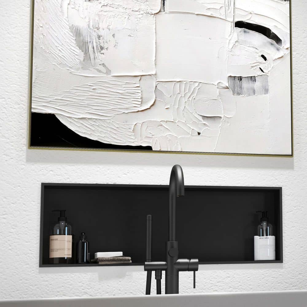 Matte Black Rectangular Stainless Steel Shower Niche