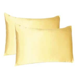 Amelia Gold Solid Color Satin Standard Pillowcases (Set of 2)