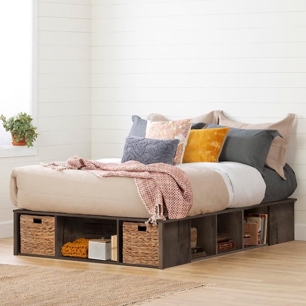 South Shore Avilla Fall Oak Full Storage Bed with Baskets 13415 - The Home  Depot