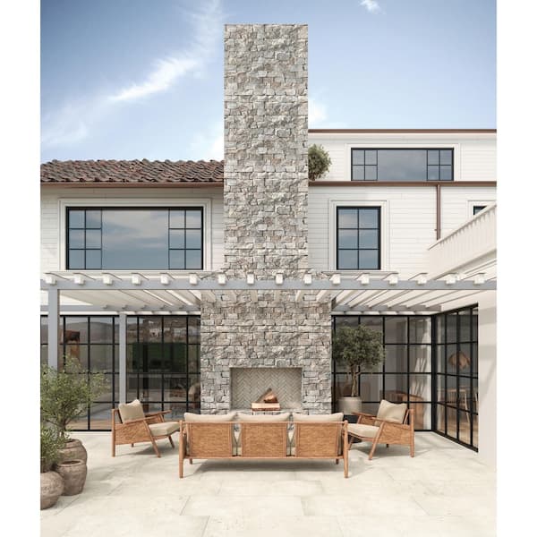 Jumbo Ledger 8 in. x 22 in. Slate Wired Mesh in Malibu White (4.73 sq. ft. /Case)