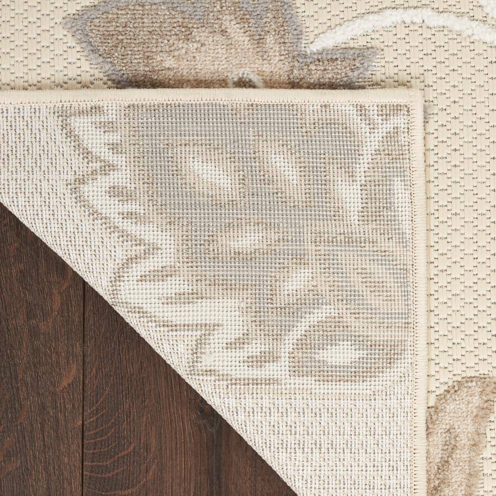 Beige Floral Synthetic Rectangular Rug 2'8" x 4'