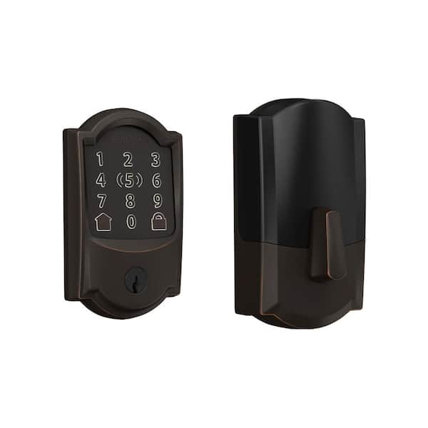 Schlage Camelot Aged Bronze Electronic Encode Plus Smart WiFi Deadbolt with Alarm