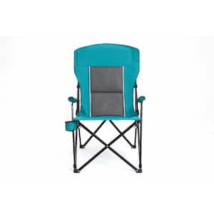 CLARIN　FOLDING CHAIR WITH ARM Teal Blue Metal Folding Lawn Chair, Camping Folding Chair