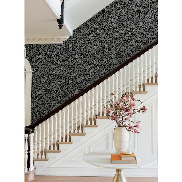 Willowberry Black Metallic Non-Pasted Wallpaper