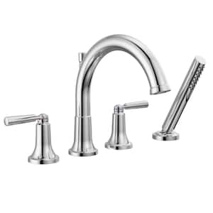 Saylor 2-Handle Deck Mount Roman Tub Faucet Trim Kit with Hand Shower in Chrome (Valve Not Included)