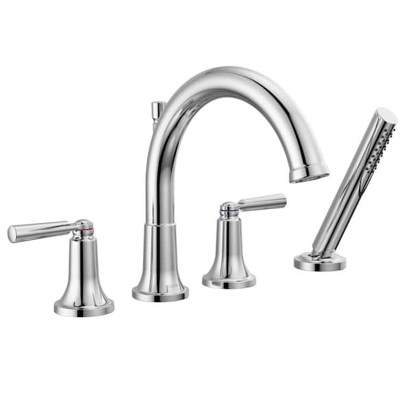 Delta Saylor 2-Handle Deck Mount Roman Tub Faucet Trim Kit with Hand Shower in Chrome (Valve Not Included)