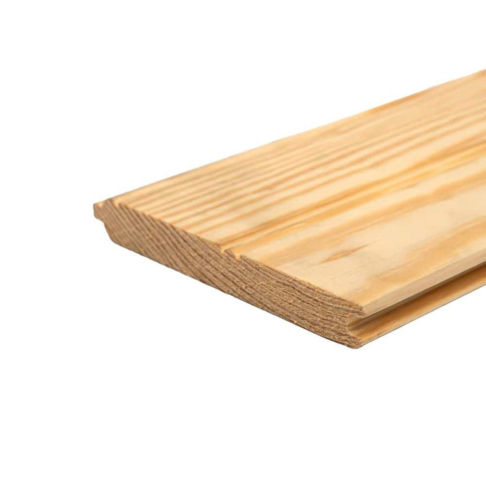 1 in. x 6 in. x 8 ft. Southern Yellow Pine C and BTR Beaded V-JT 6