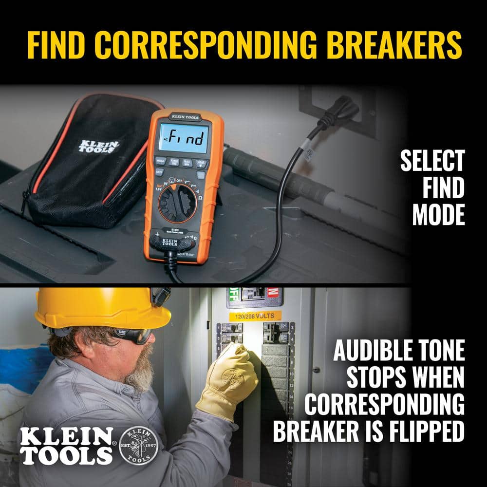 Klein Tools Digital Multi-Tester with Receptacle Tester (Standard/GFCI), Auto-Ranging Digital Multimeter ET270