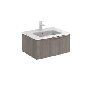 Mio 24 in. W x 18 in. D x 12 in. H Bath Vanity One Drawer in Grey Elm with White Vanity Top with, White Basin
