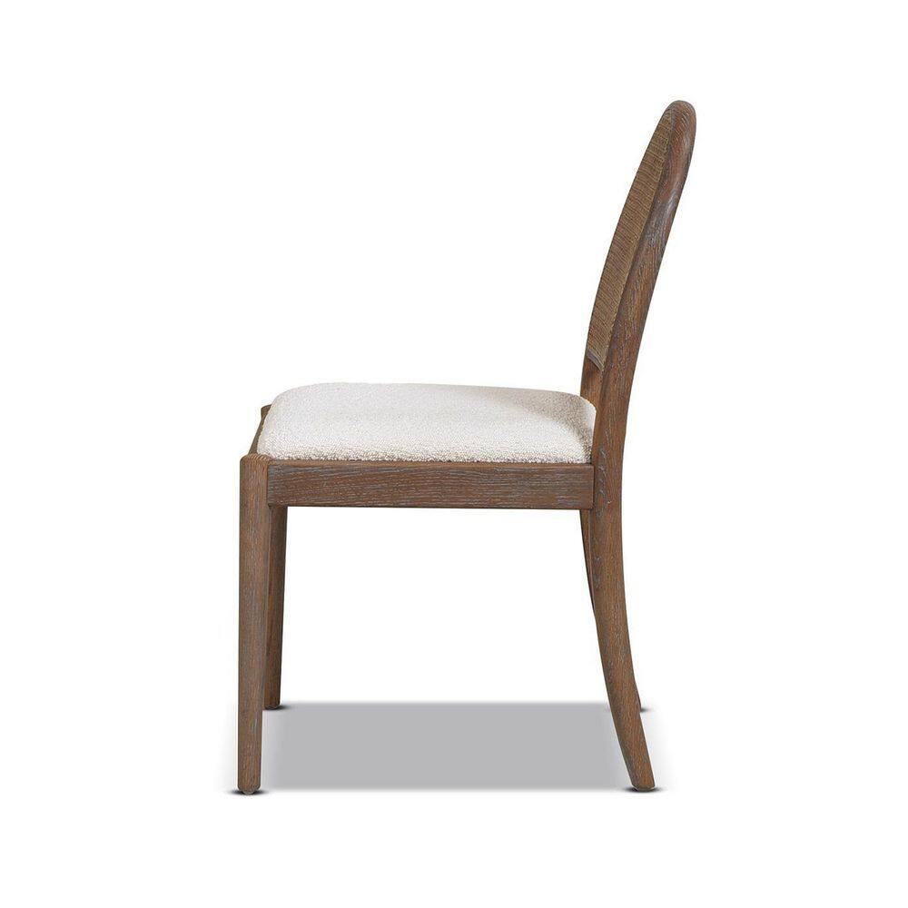 Ivory White Boucle Rattan Cane Side Dining Chair Set of 2