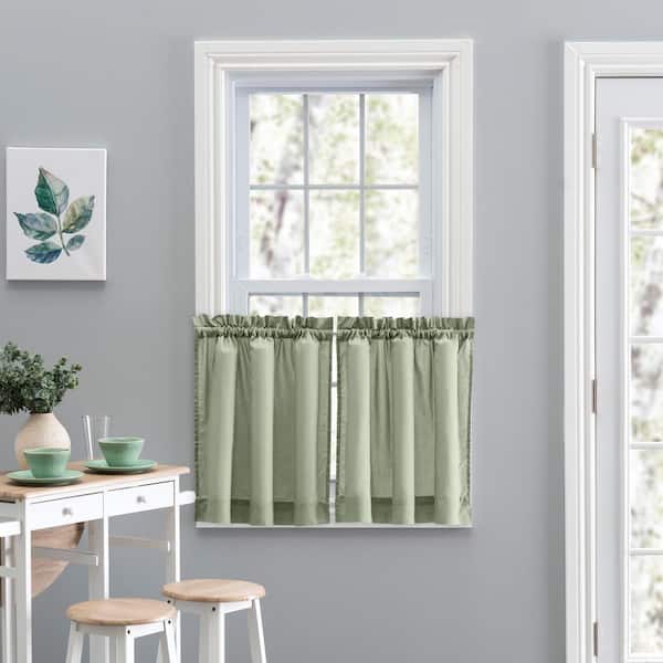 Ellis Curtain Stacey Sage Solid 56 in. W x 45 in. L Rod Pocket Tailored Tier Pair