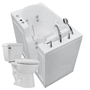 45.75 in. Walk-In Whirlpool Bathtub in White with 1.28 GPF Single Flush Toilet