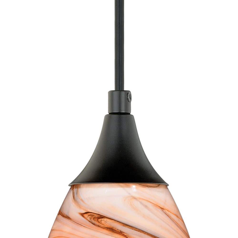 Celeste Wave Toffee Swirl 4.75" Mini Globe Pendant in Oil Rubbed Bronze