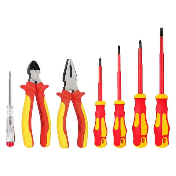 1000V Insulated Magnetic Phillips Slotted Screwdriver and Pliers Electrical Tools Kit VDE GS Certified 7-Piece