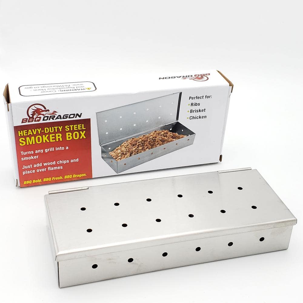 Extra-Large Stainless Steel Smoker Box with Hinged Lid
