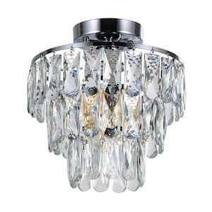 11 in. x 11 in. x 11 in. Transparent Round Double Layer Modern Small Crystal Billiard Light for Bedroom, Dining Room