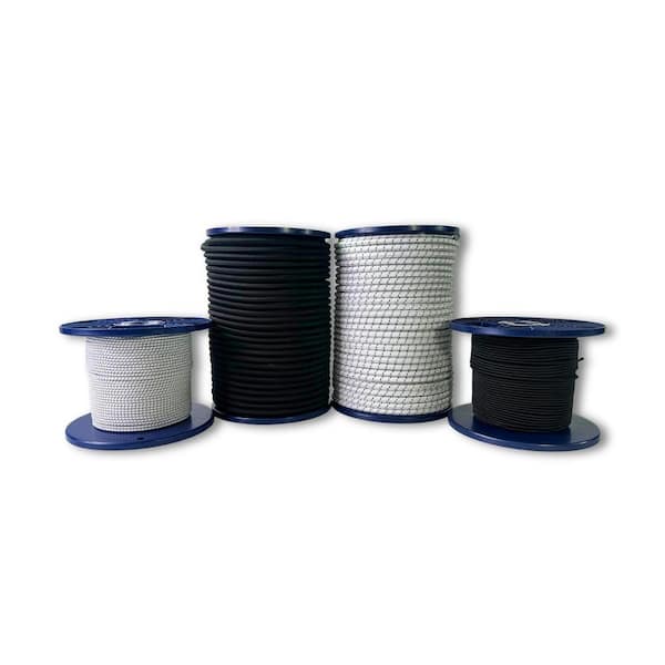 DuraStretch Shock 1/8 in. x 300 ft., White with Black Tracers Rubber Braided Cord