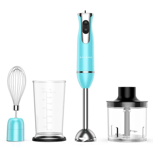 Galanz 2-Speed Retro Blue Immersion Blender with Whisk and Chopper Attachments GLHBBERE026 - The Depot