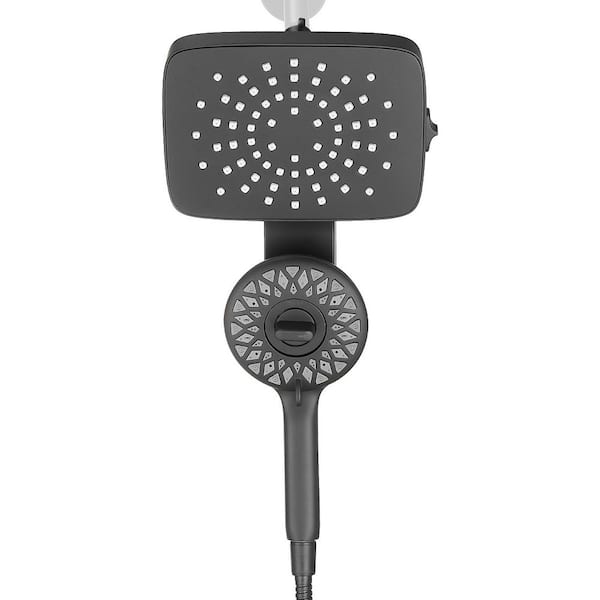 Magnetic attraction 5-Spray Wall Mount Dual Shower Head and Handheld Shower Head with 70 in. hose 1.8 GPM in Matte Black