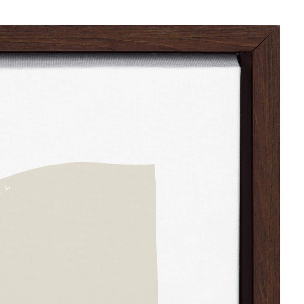 Neutral Abstract Print on Canvas with Brown Frame, 36" x 27"