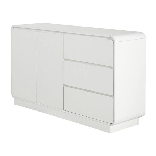 CHRISTOPHER KNIGHT HOME Norbert White Wood Buffet 55.12 in. W Modern Sideboard with 3-Drawers and 2-Shelves 175598