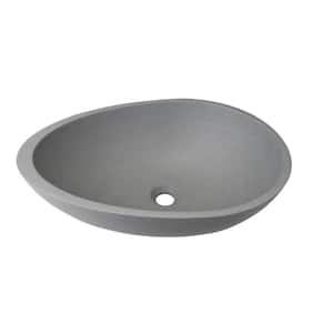 21 in. Concrete Egg shape Bathroom Vessel Sink in Gray