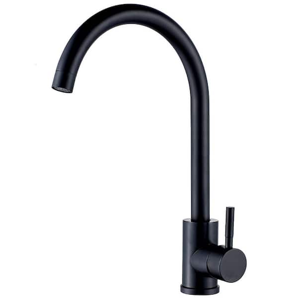 13.3 in. H Single Handle Deck Mount Standard Kitchen Faucet 1 Hole in Matte Black