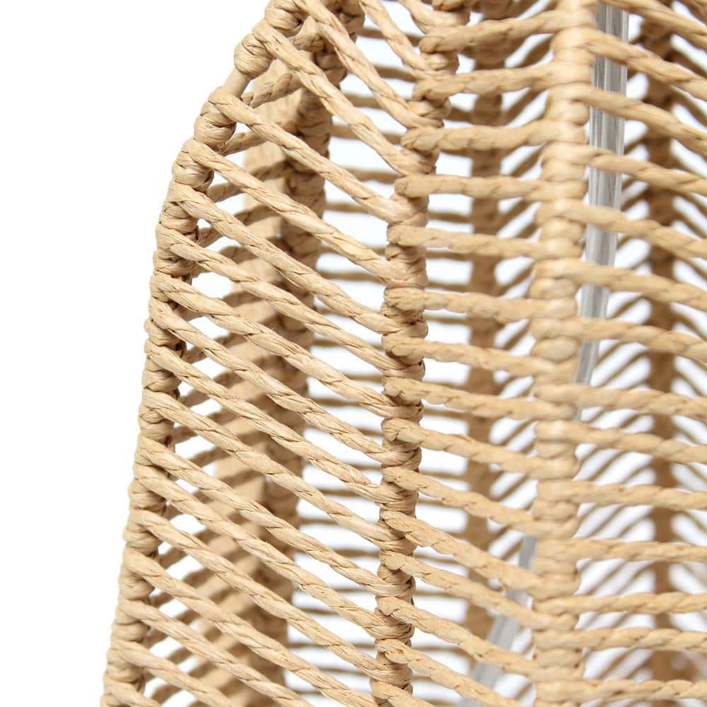 Natural Paper Rope Wicker Table Lamp with Beige Linen Shade