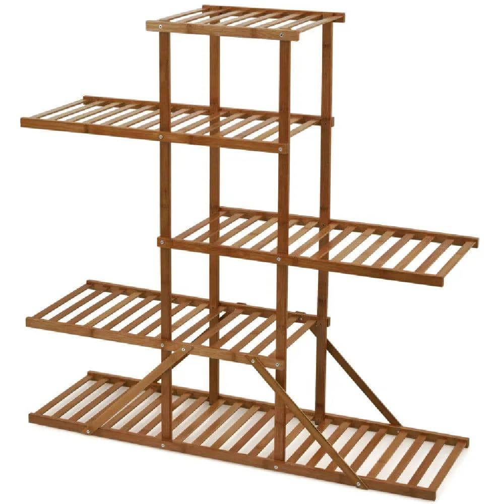 Outdoor 5-tier 10 Potted Bamboo Plant Stand For Flower Plant- 39.00 in. Kit