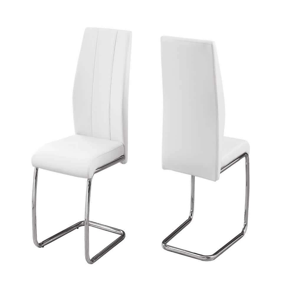 white leather look dining chairs