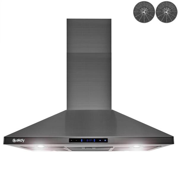 Golden Vantage 36 in. 343 CFM Convertible Island Mount Range Hood with Lights and Touch Control in Black Stainless Steel