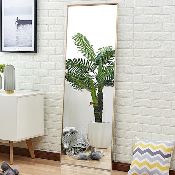 Dovelina Oversized Gold Metal Glass Modern Classic Mirror (64.17 in. H X 21.26 in. W)