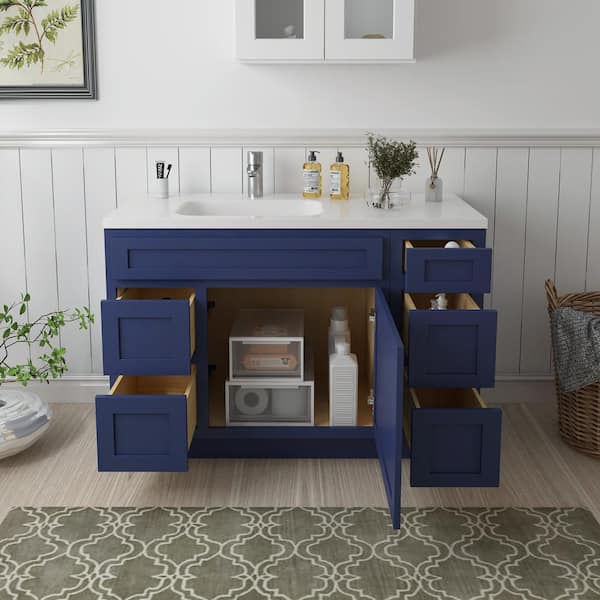 Vanity Art 48 in. W x 21 in. D x 32.5 in. H Bath Vanity Cabinet without Top in Blue