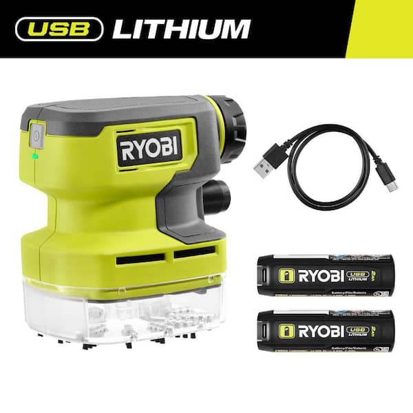RYOBI USB Lithium Desktop Vacuum Kit with 2.0 Ah Battery, Charging Cable, and USB Lithium 2.0 Ah Battery
