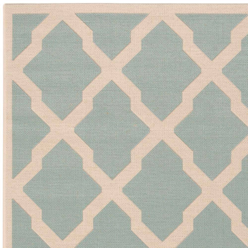 Blue Geometric 8' x 10' Stain-Resistant Synthetic Rug