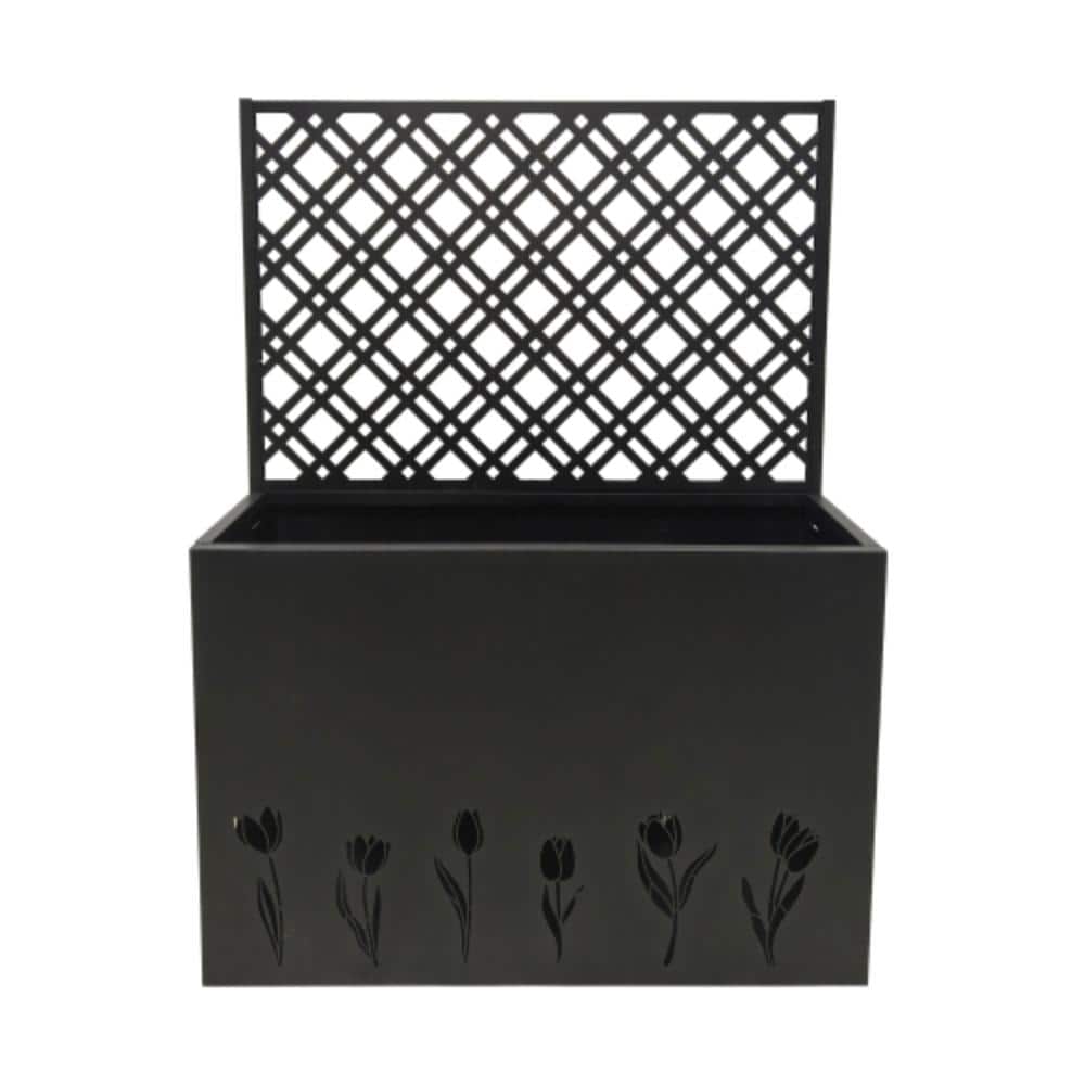 ACEPANO 35.5 in. W x 47.3 in. H Rectangle Raised Black Metal Outdoor ...