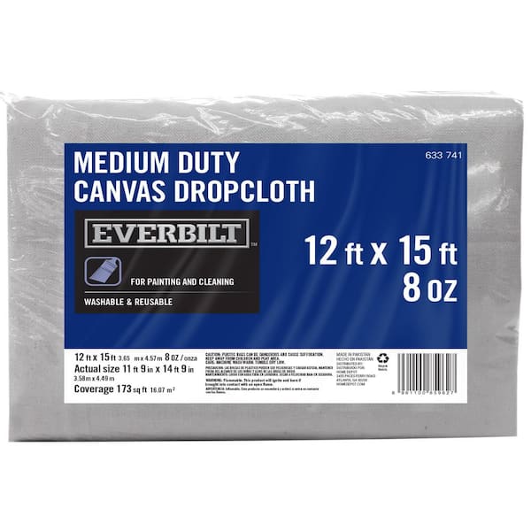 Everbilt Everbilt 12 ft. x 15 ft. Grays Canvas Drop Cloth BARI-DP8-12.15 -  The Home Depot