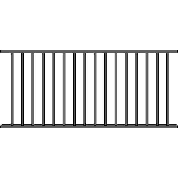 Unbranded Cinch 8 ft. x 34 in. Steel Satin Black Level Rail Panel with Square Baluster