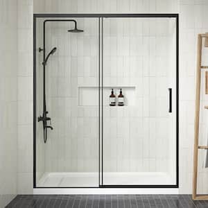 Kincaid 60 in. W x 72 in. H Sliding Framed Shower Door in Matte Black with Clear Glass