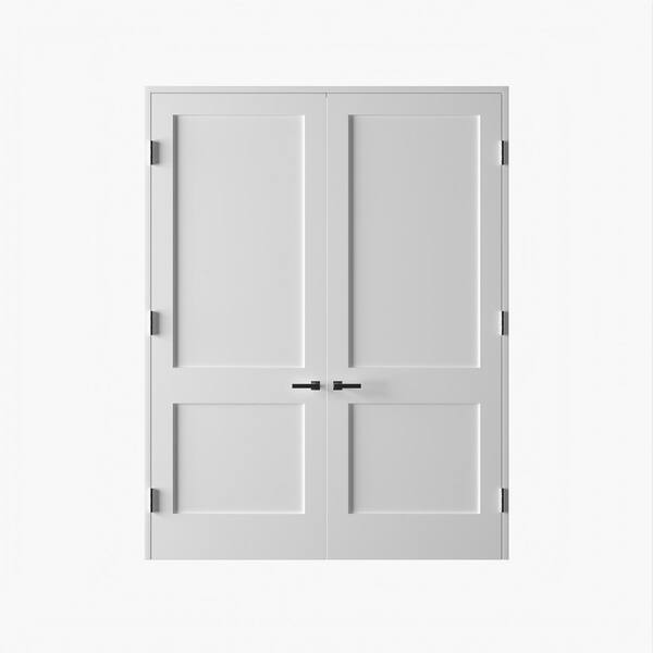 RESO 68 in. x 96 in. Bi-Parting Solid Core Primed White Composite Wood Double Pre-hung interior French Door Oil Bronze Hinges