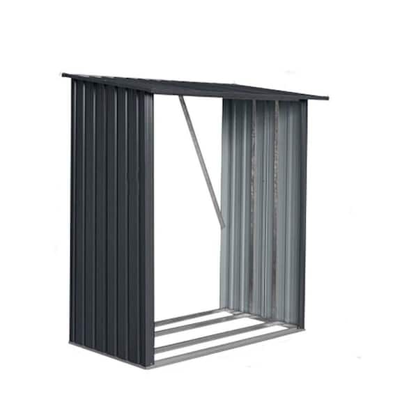 5 ft. W x 3 ft. D Outdoor Steel Firewood Rack, Open Metal Shed for Firewood, Pellet, Lumber Storage, Black (16 sq. ft.)