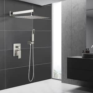 2-Function 12 in.Wall-Mounted Shower System with Handheld Shower in Brushed Nickel