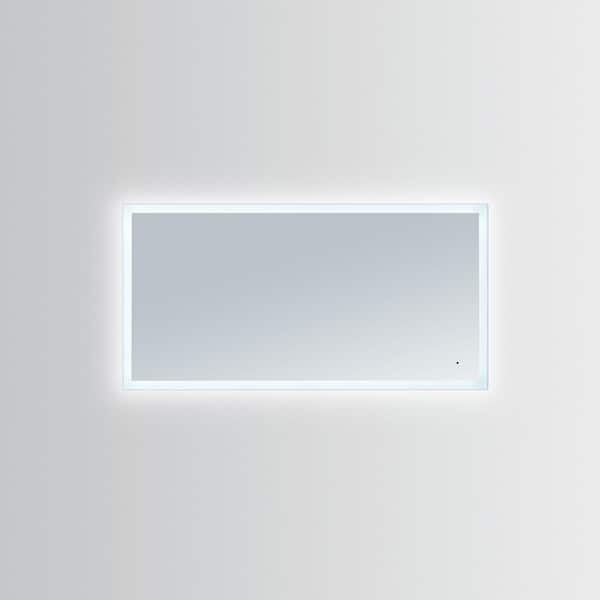 innoci-usa Hera 56 in. W x 36 in. H Frameless Rectangular LED Light Bathroom Vanity Mirror