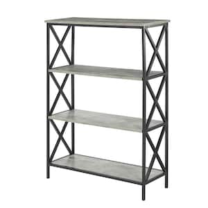 Tucson 42 in. Faux Birch Particle Board 4-Shelf Accent Bookcase with Metal Frame