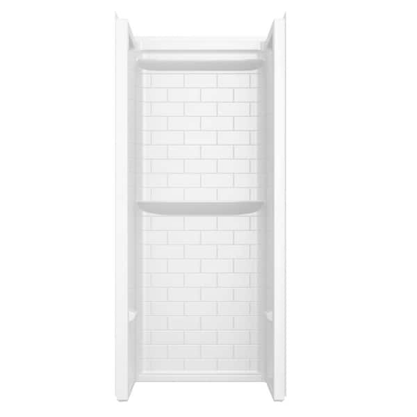 Classic 500 Tile 32 in W 73.13 in H 32 in D Three piece Direct-to-stud Alcove Shower Wall Surround in High Gloss White