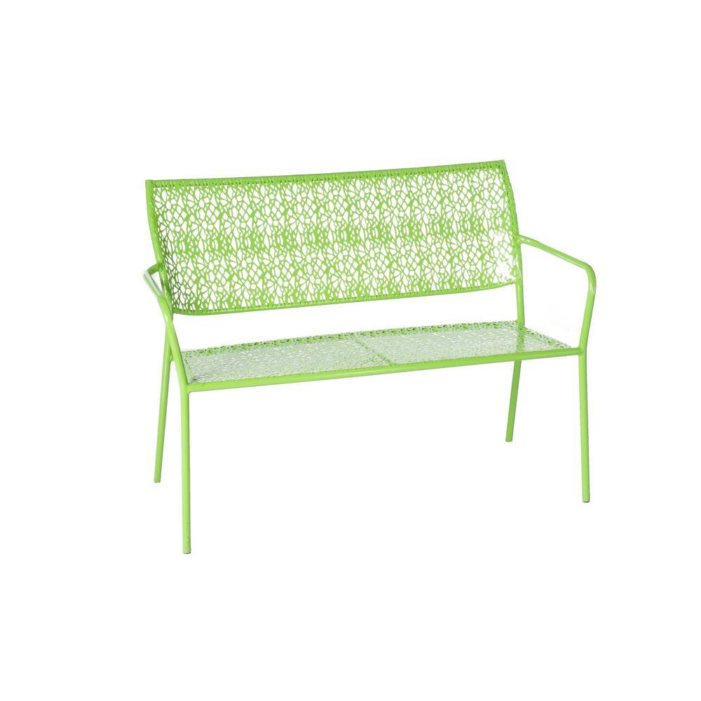 lime green outdoor bench