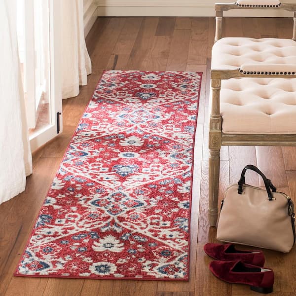 Brentwood Red/Ivory 2 ft. x 8 ft. Floral Runner Rug