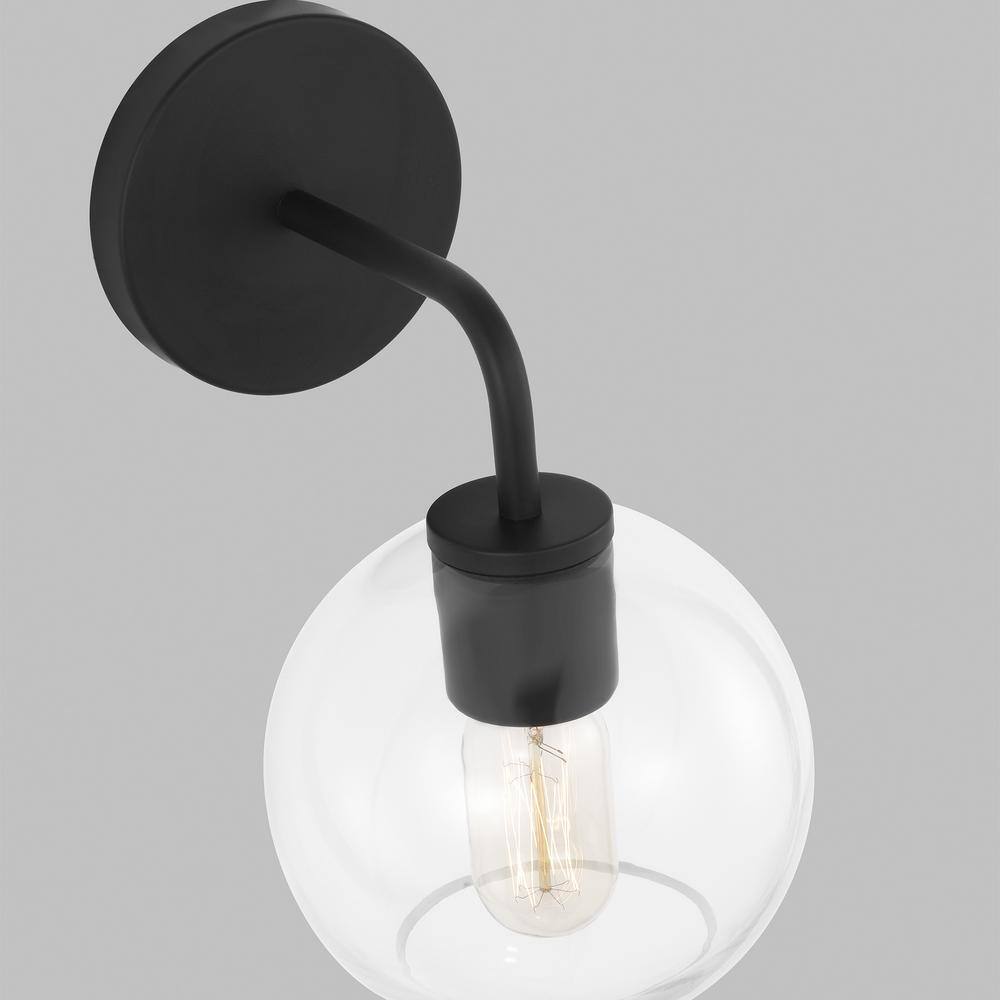 Orley Matte Black Geometric Wall Vanity with Clear Glass Shade