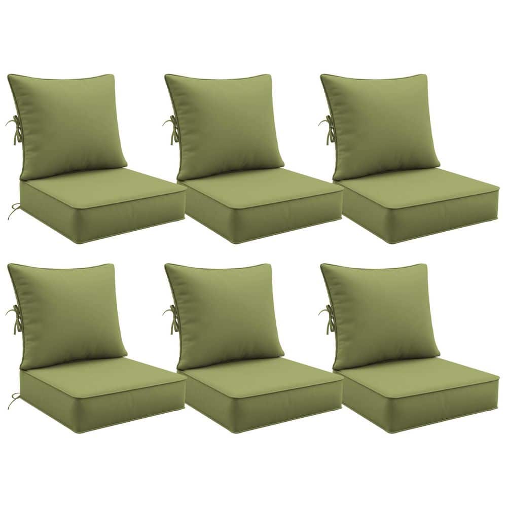 24 in. x 24 in. (Set of 6) Outdoor Chair Cushion Set Premium Waterproof Patio Sofa Seating with Backrest Light Green price history on PriceWatchPro