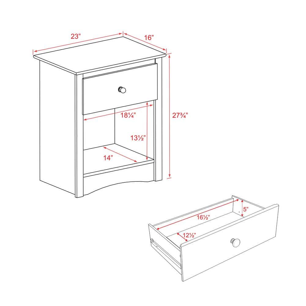 Espresso Fremont Space-Saving Modern Nightstand with Open Shelf